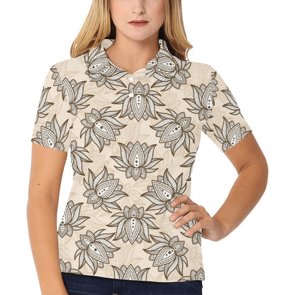 lotus Boho Pattern Print Design LO05 Women's Polo Shirt