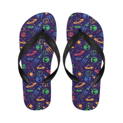UFO Space Rocket Print Design LKS302 Flip Flops