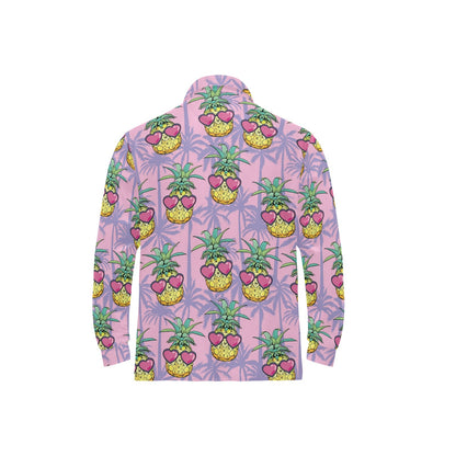 Pineapple Pattern Print Design PP06 Long Sleeve Polo Shirt For Men's