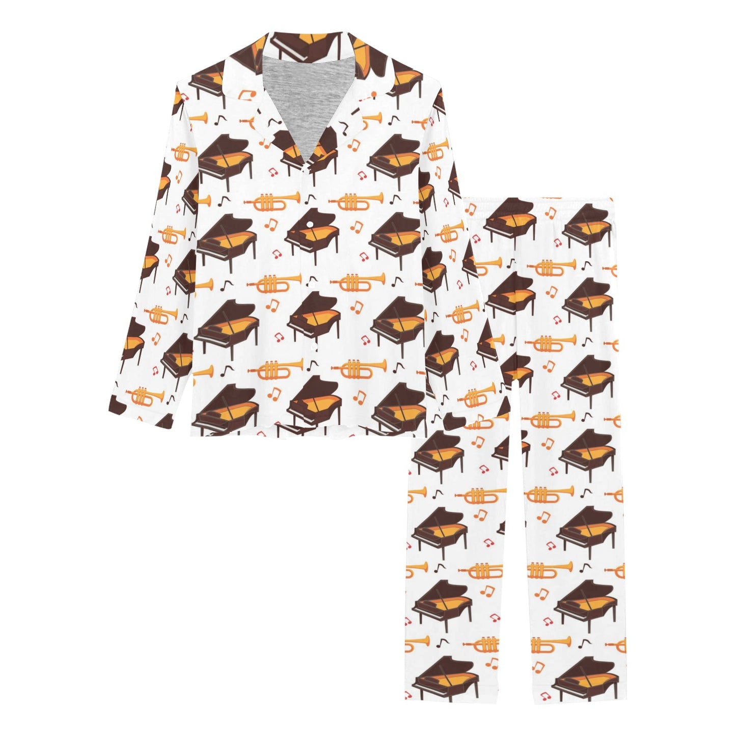 Piano Print Design LKS406 Women's Long Pajama Set