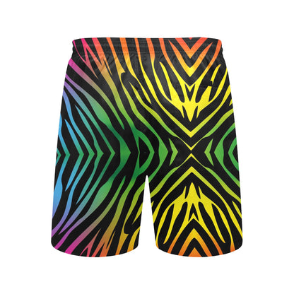 Rainbow Zebra Themed Print Men's Swim Trunks Beach Shorts