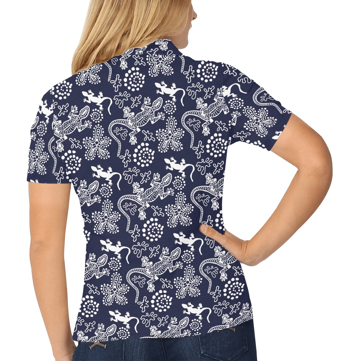 lizard Pattern Print Design 03 Women's Polo Shirt