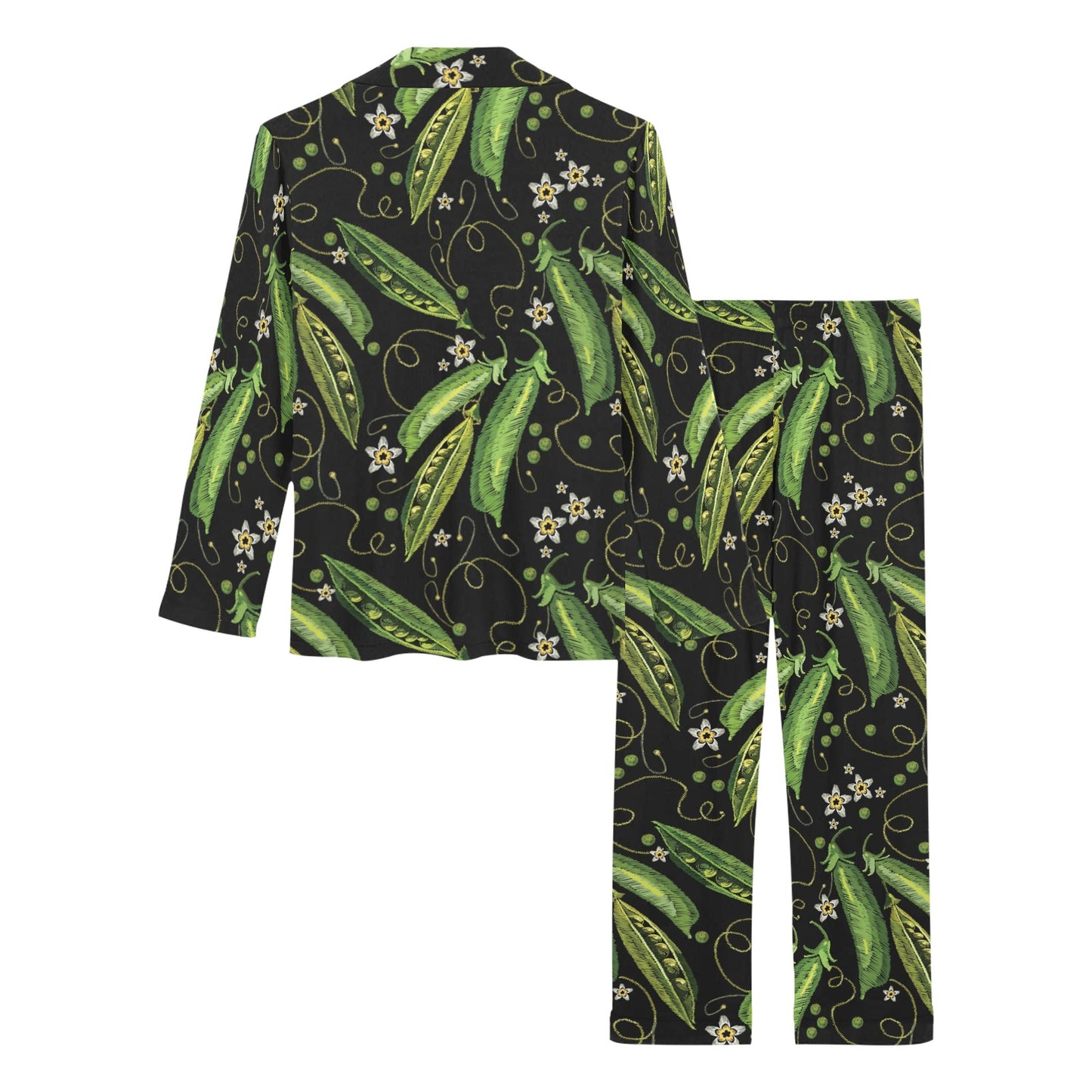 Peas Pattern Print Design A02 Women's Long Pajama Set