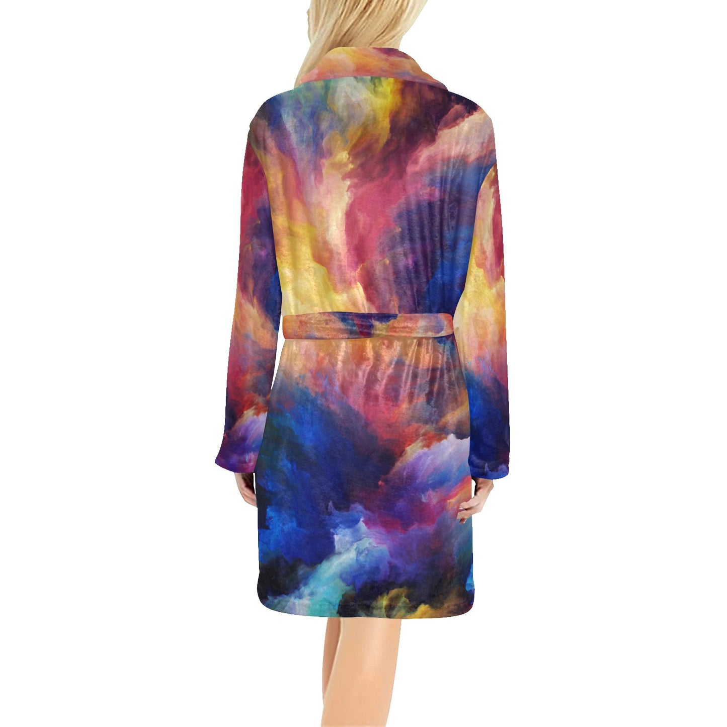 Vortex Twist Swirl Water Color Design Women's Fleece Robe
