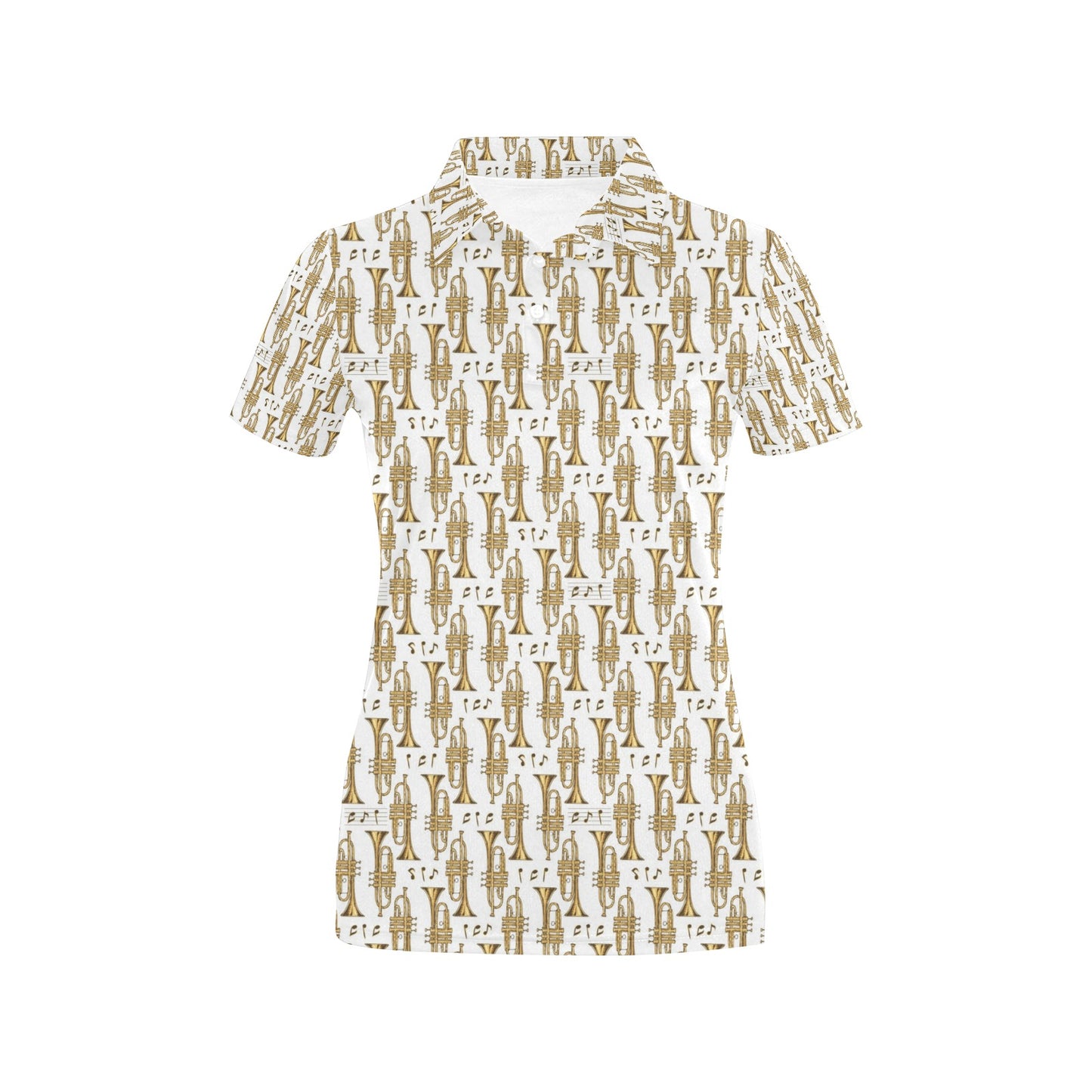 Trumpet with Music Note Print Women's Polo Shirt