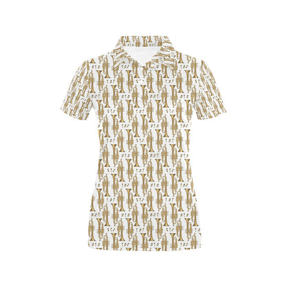 Trumpet with Music Note Print Women's Polo Shirt