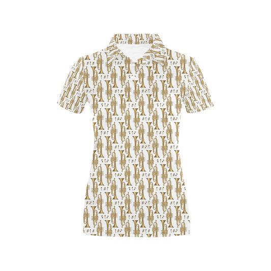 Trumpet with Music Note Print Women's Polo Shirt