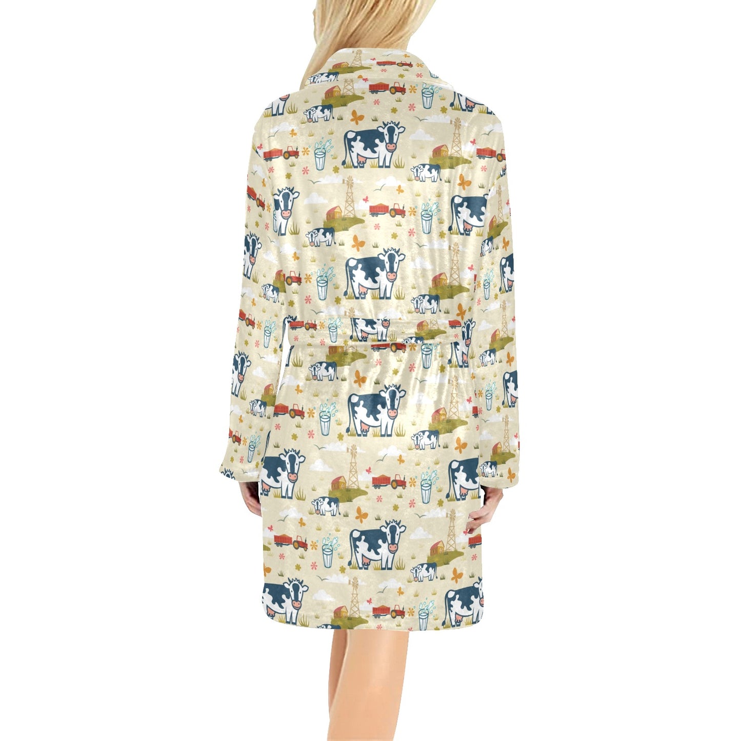 Cow Farm Design Print Women's Fleece Robe