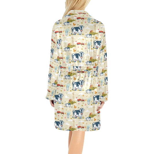 Cow Farm Design Print Women's Fleece Robe