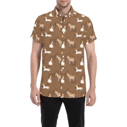 Donkey Print Design LKS401 Men Short Sleeve Button Up Shirt
