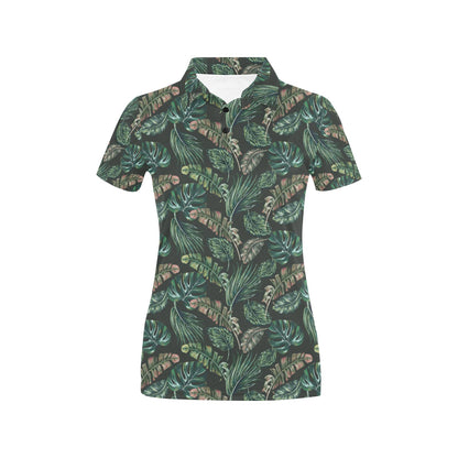Banana Leaf Pattern Print Design 05 Women's Polo Shirt