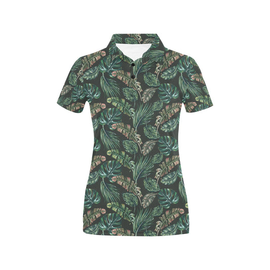 Banana Leaf Pattern Print Design 05 Women's Polo Shirt