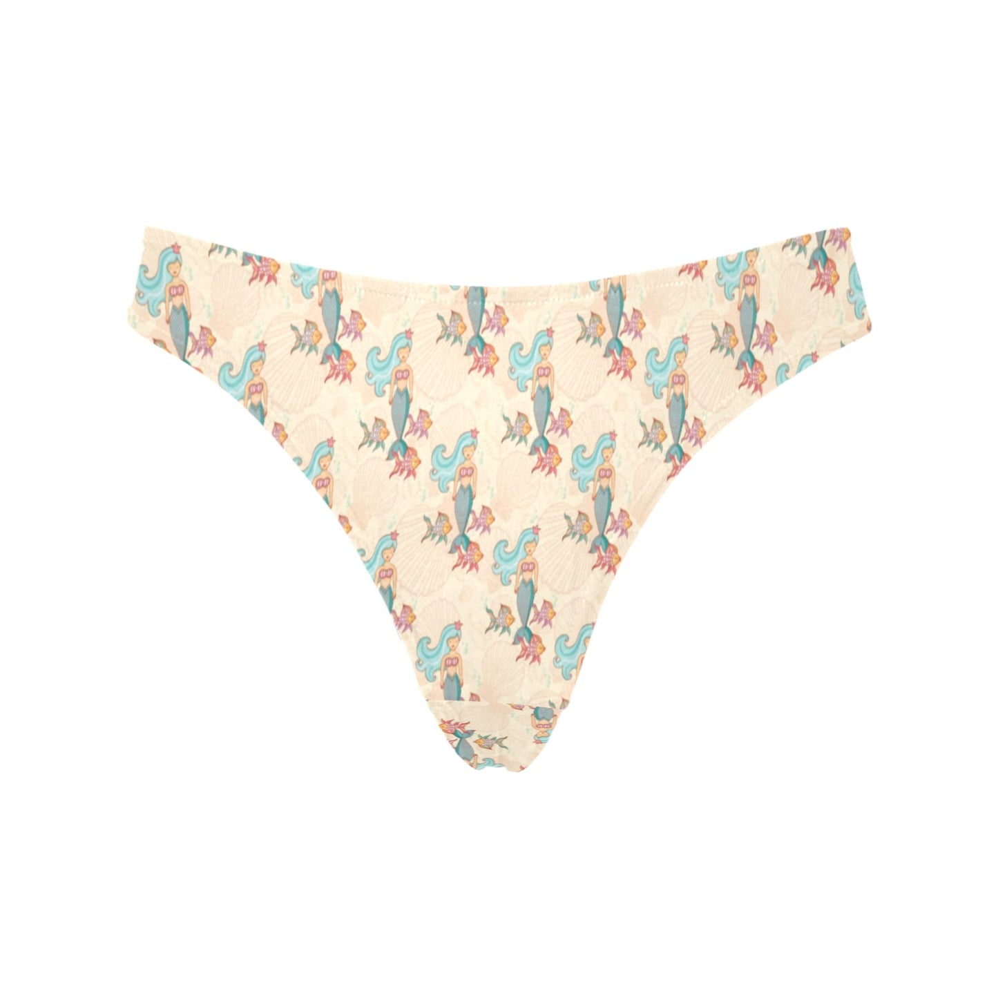 Mermaid Girl With Fish Design Print Women's Thongs