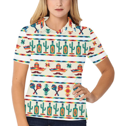Maracas Mexican Pattern Print Design 01 Women's Polo Shirt