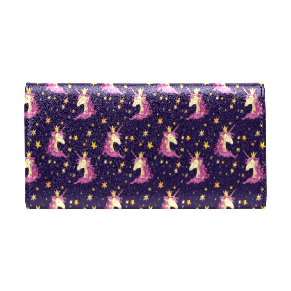 Unicorn Princess Star Sparkle Women's Trifold Wallet