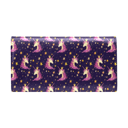 Unicorn Princess Star Sparkle Women's Trifold Wallet