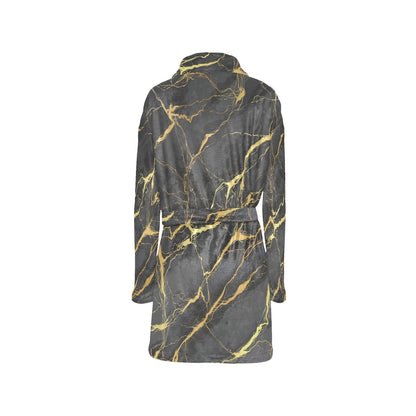 Marble Pattern Print Design 02 Women's Fleece Robe