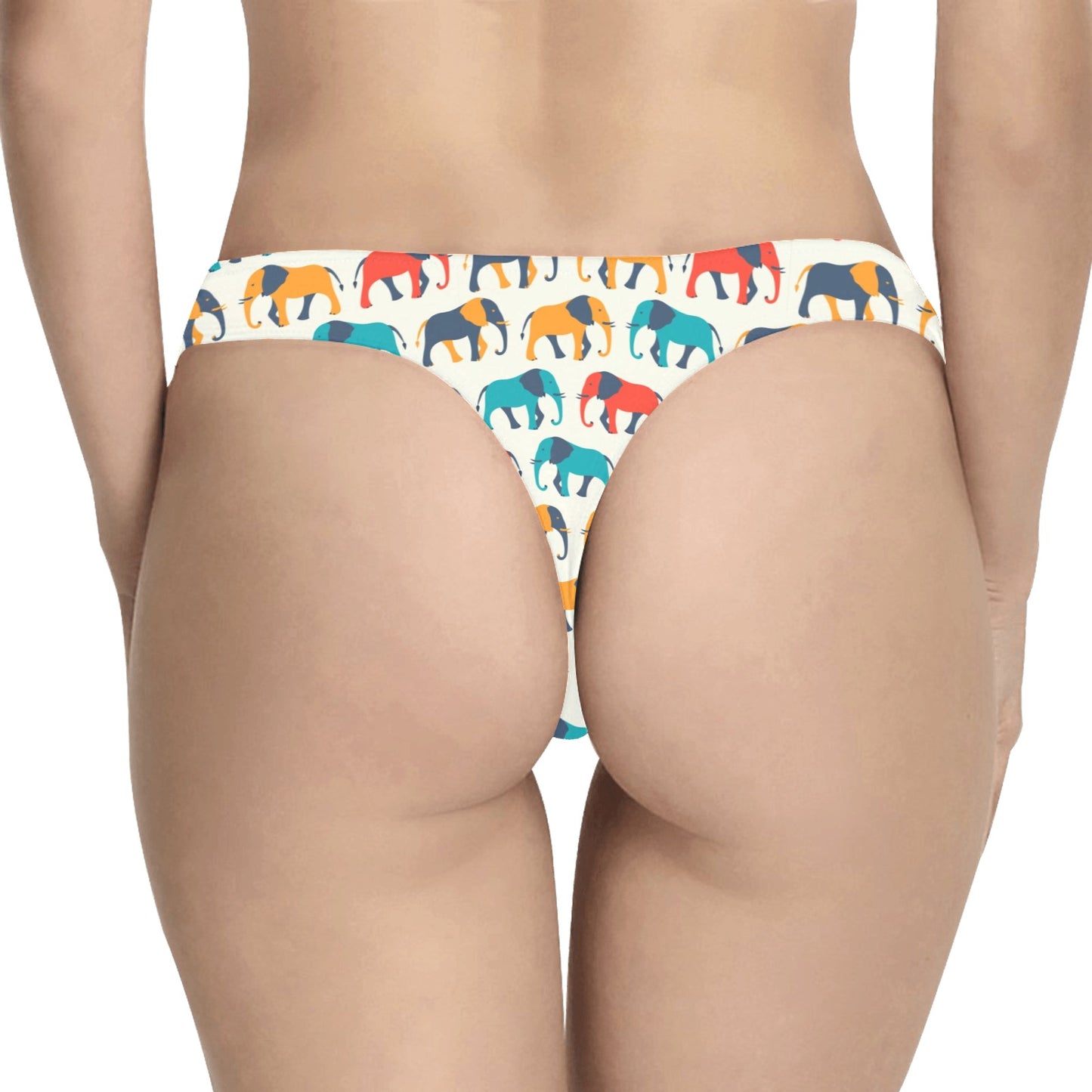 Elephant Colorful Print Pattern Women's Thongs
