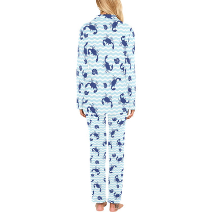 Crab Pattern Print Design 04 Women's Long Pajama Set