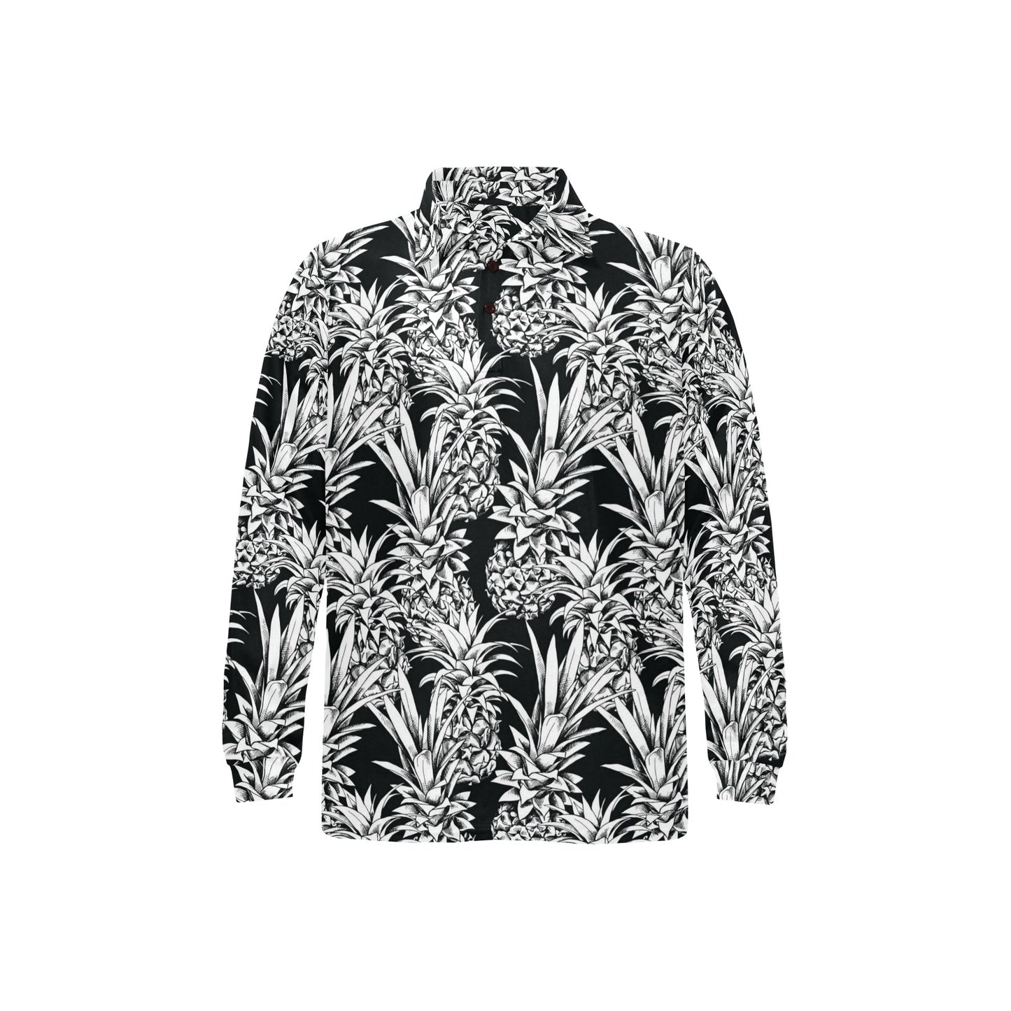 Pineapple Pattern Print Design PP08 Long Sleeve Polo Shirt For Men's