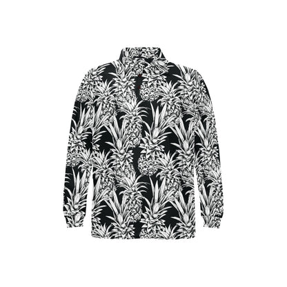 Pineapple Pattern Print Design PP08 Long Sleeve Polo Shirt For Men's