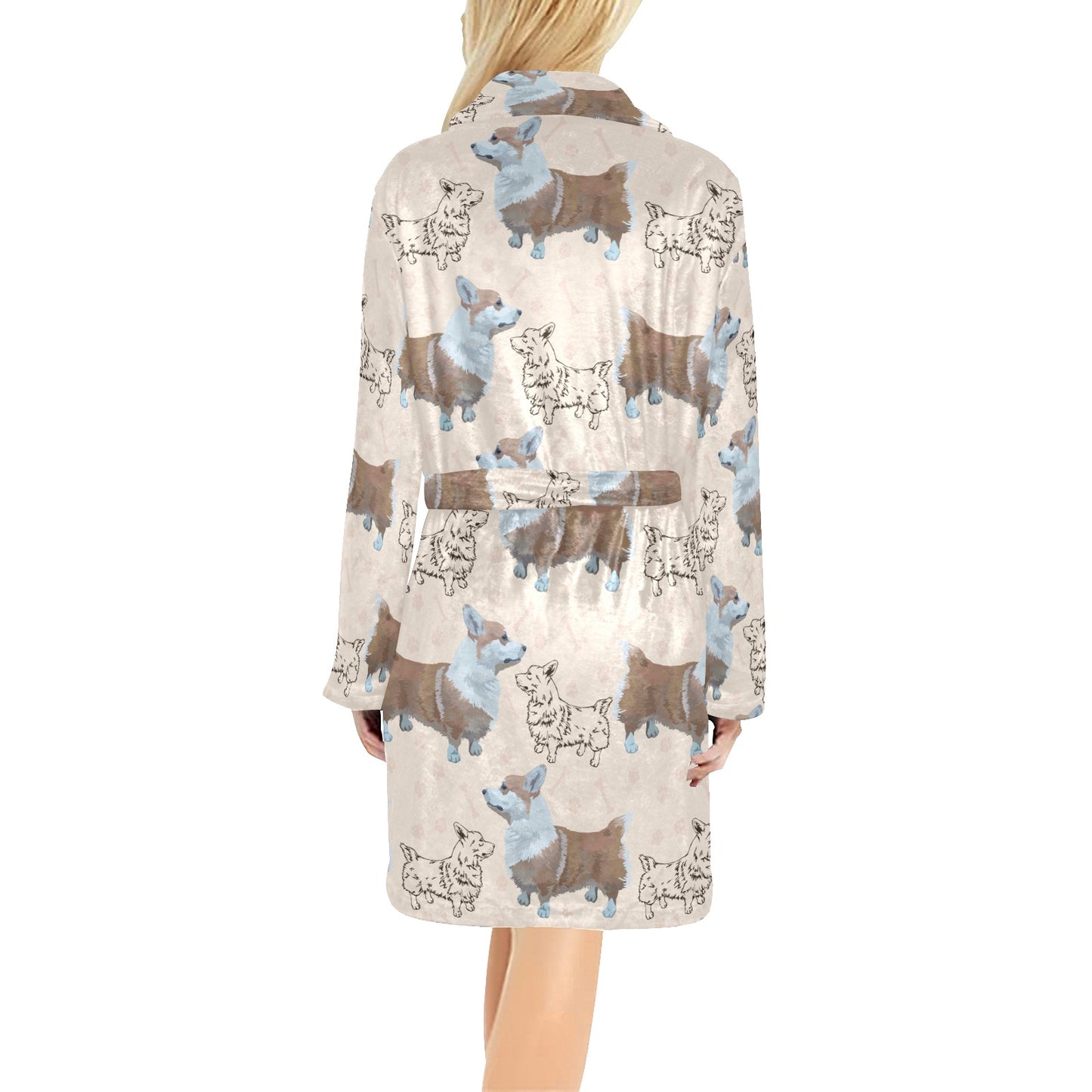 Pembroke Welsh Corgis Pattern Print Design A03 Women's Fleece Robe