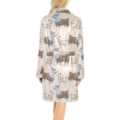 Pembroke Welsh Corgis Pattern Print Design A03 Women's Fleece Robe