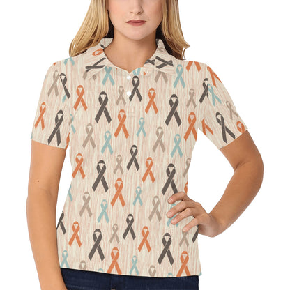 Cancer Awareness Pattern Print Design 01 Women's Polo Shirt
