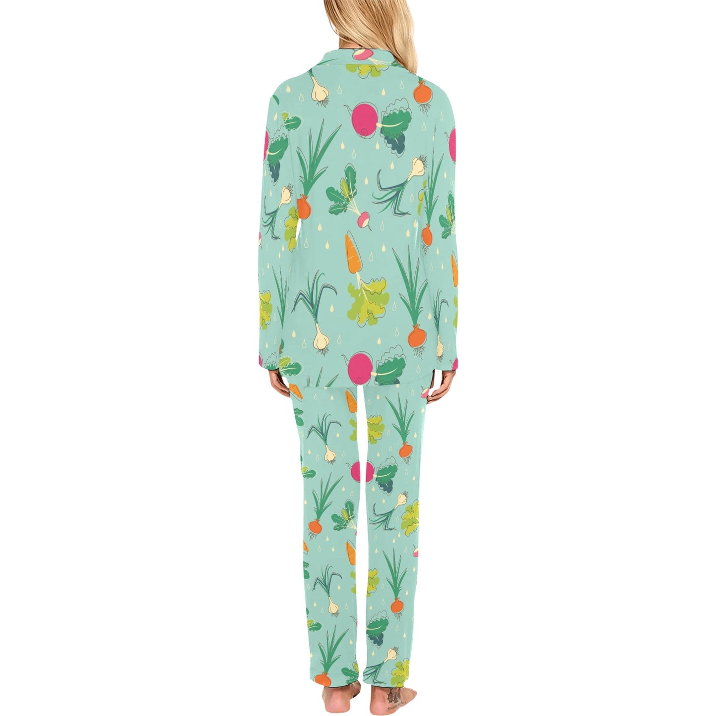 Radish Pattern Print Design A01 Women's Long Pajama Set