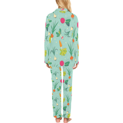 Radish Pattern Print Design A01 Women's Long Pajama Set