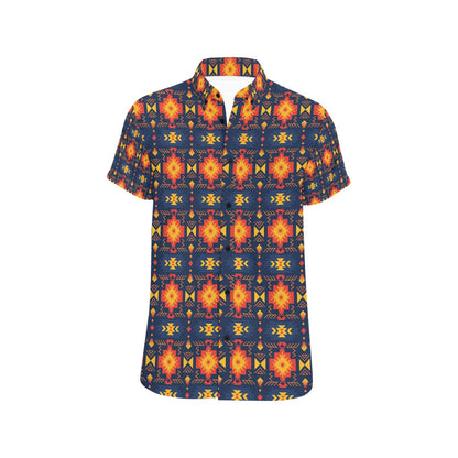 Southwest Pattern Print Design LKS307 Men Short Sleeve Button Up Shirt