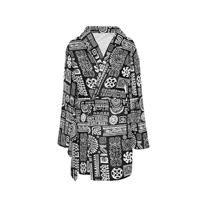 Polynesian Pattern Print Design A02 Women's Fleece Robe