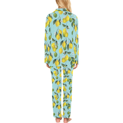 Lemon Pattern Print Design LM05 Women's Long Pajama Set