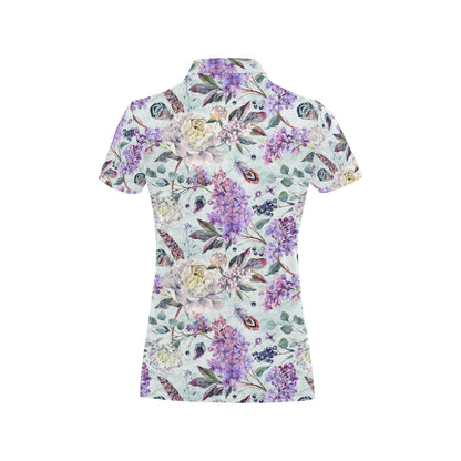Lilac Pattern Print Design LI06 Women's Polo Shirt