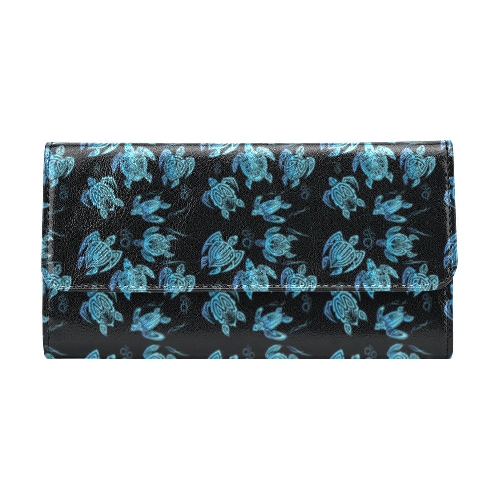 Tribal Turtle Polynesian Themed Design Women's Trifold Wallet