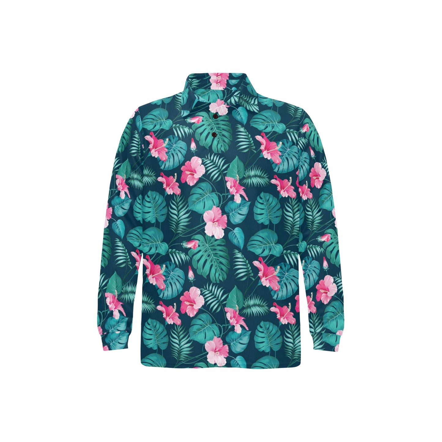 Summer Floral Print Design LKS301 Long Sleeve Polo Shirt For Men's