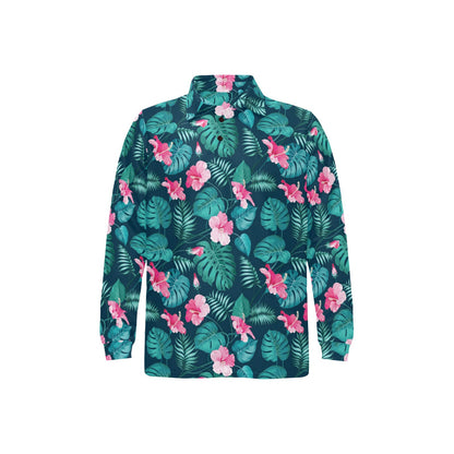 Summer Floral Print Design LKS301 Long Sleeve Polo Shirt For Men's