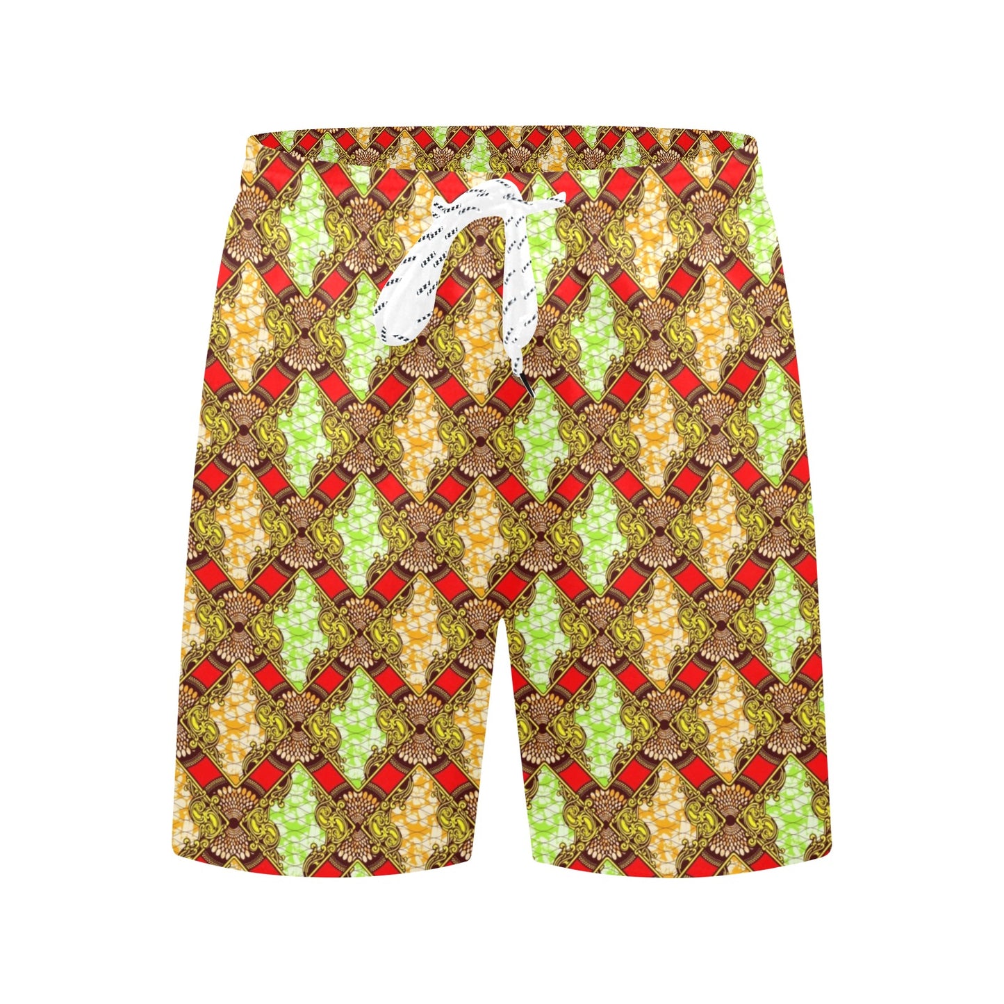 African Classic Print Pattern Men's Swim Trunks Beach Shorts