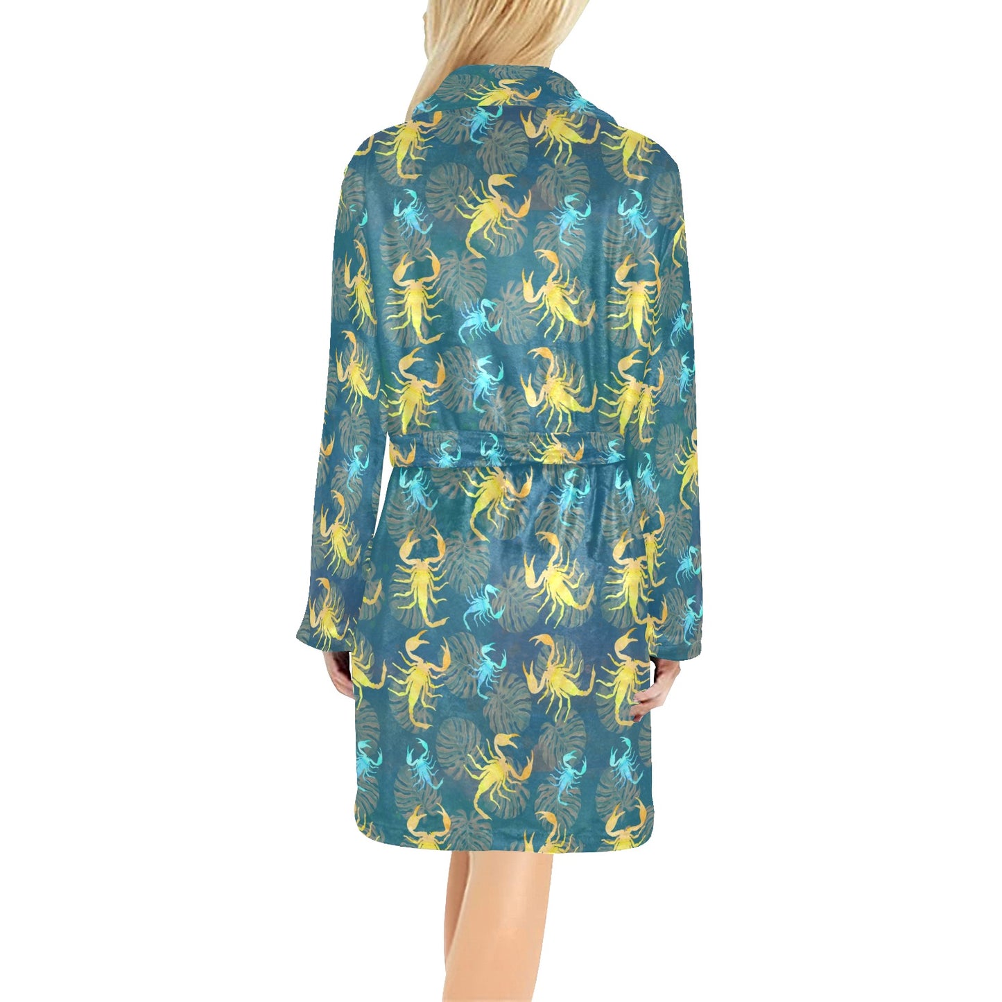 Scorpion Pattern Print Design 02 Women's Fleece Robe