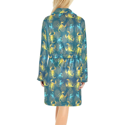 Scorpion Pattern Print Design 02 Women's Fleece Robe