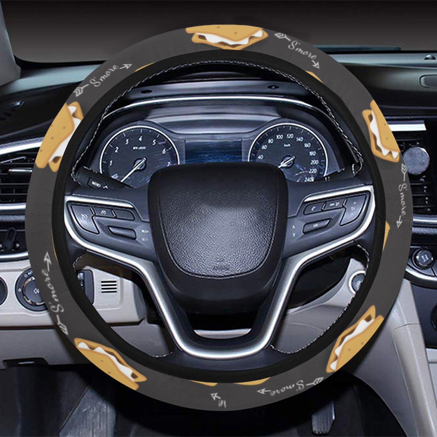 S_Mores Print Design LKS301 Steering Wheel Cover with Elastic Edge