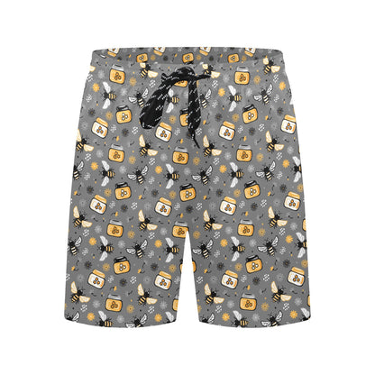 Honey Bee Print Design LKS301 Men's Swim Trunks Beach Shorts