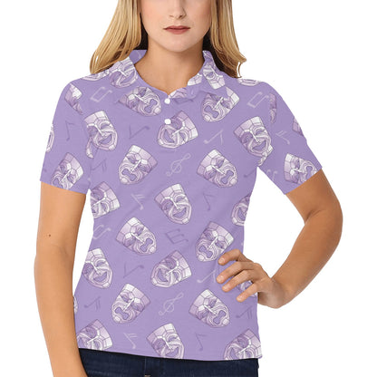 Acting Mask Pattern Print Design 05 Women's Polo Shirt