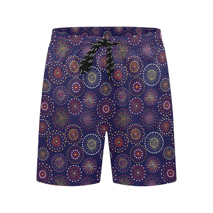 Firework Flower Style Print Design LKS302 Men's Swim Trunks Beach Shorts