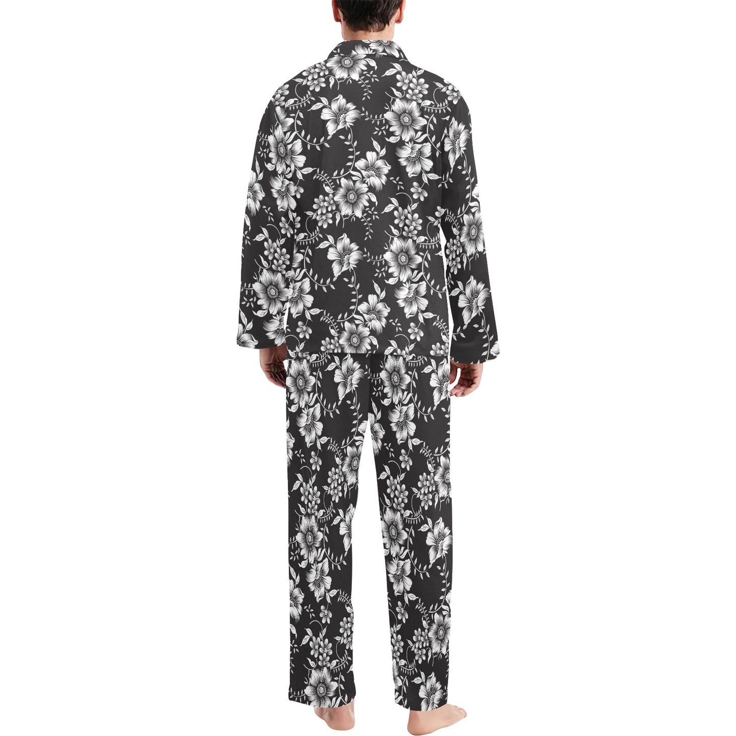 Gerberas Pattern Print Design GB02 Men's Long Pajama Set