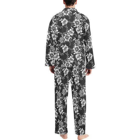 Gerberas Pattern Print Design GB02 Men's Long Pajama Set