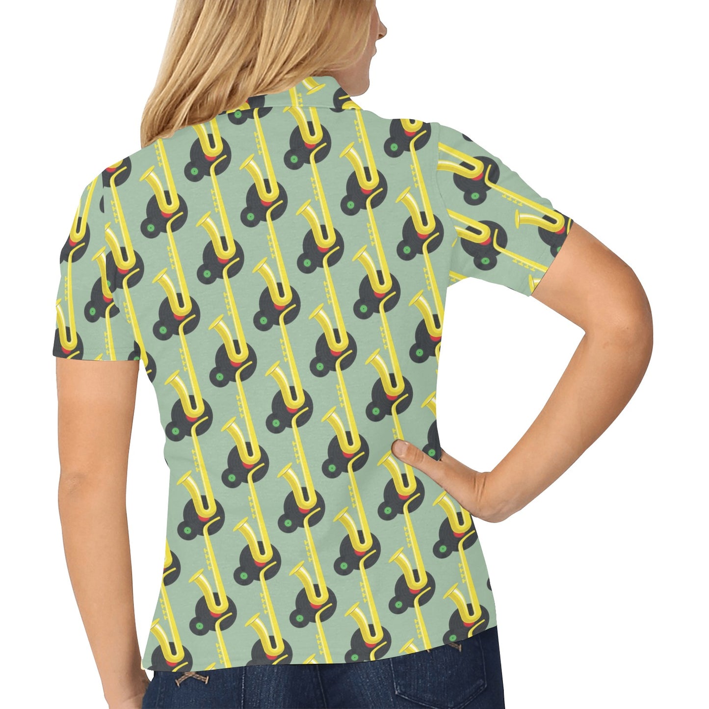 Saxophone Print Design LKS405 Women's Polo Shirt