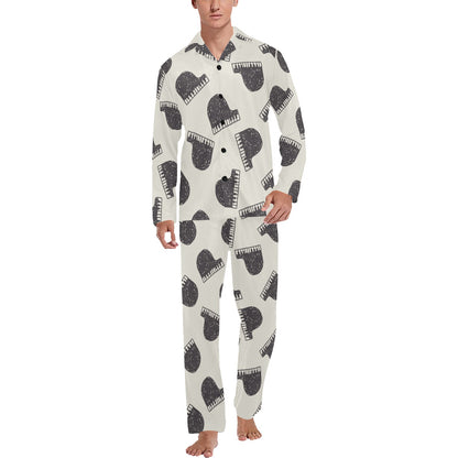Piano Pattern Print Design 04 Men's Long Pajama Set