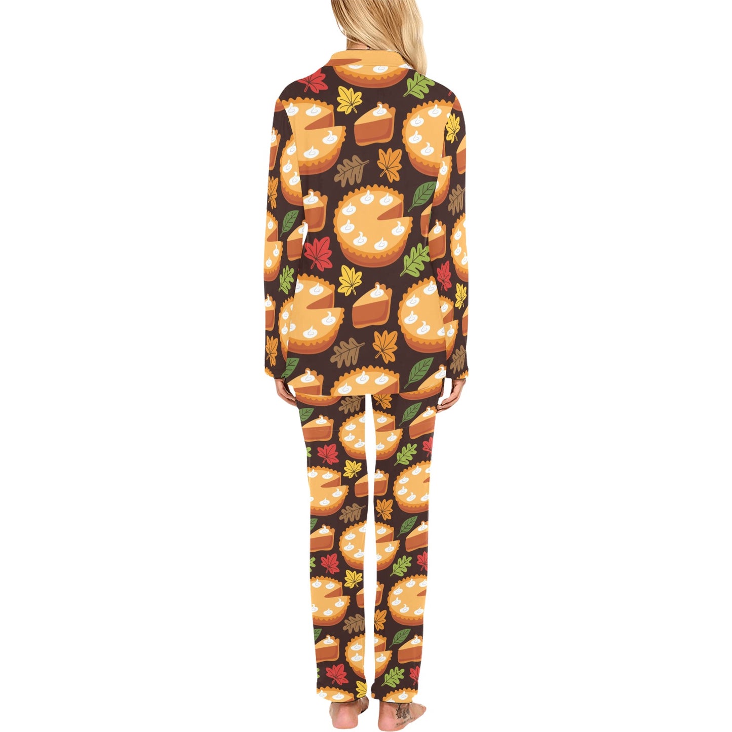 Pie Pattern Print Design A03 Women's Long Pajama Set