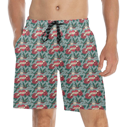 Tattoo Heart Print Design LKS301 Men's Swim Trunks Beach Shorts